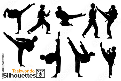 Taekwondo silhouettes pack.