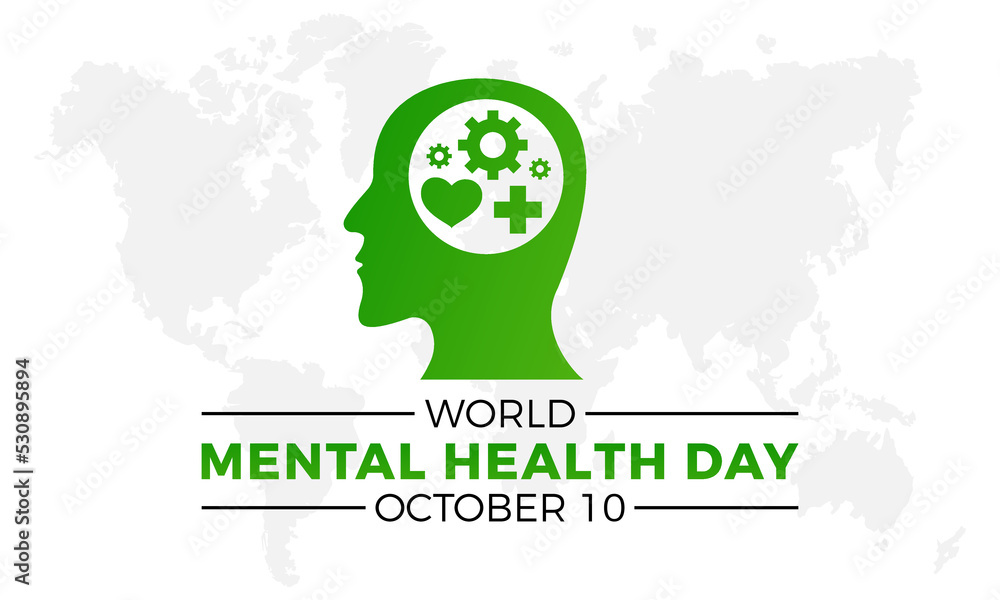 World mental health day. October 10. Health awareness concept vector template for banner, greeting card, poster with background design. Vector illustration.
