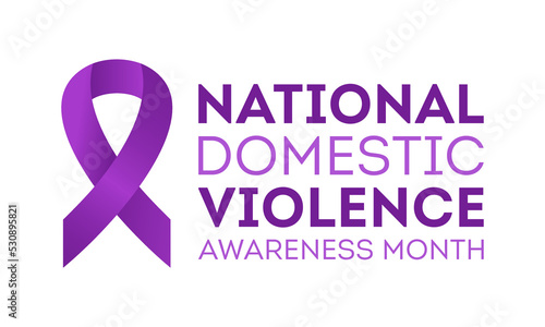 National domestic violence awareness month is observed every year in october. Domestic violence awareness month, background with purple ribbon. Vector illustration.