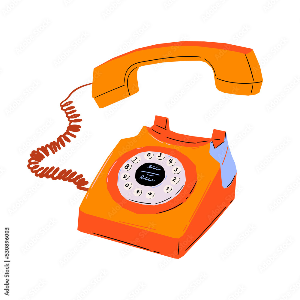 Red Stationary Phone With Rotary Dial. Vector isolated illustration ...