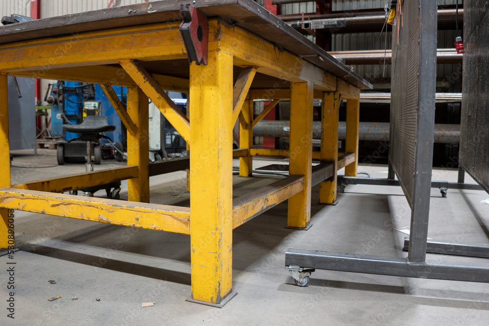 metal working table in workshop metal working table in workshop