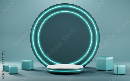 3D rendering of blank product background for cream cosmetics Modern blue pastel podium background