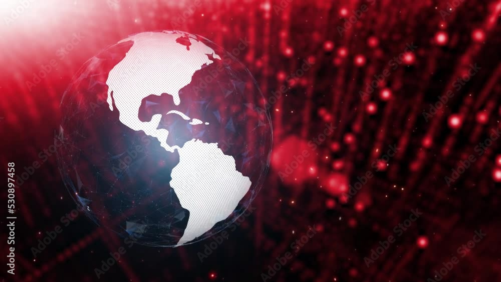 Digital blue earth globe on red blurred copy space cyberspace background. Digital blue earth globe on red blurred copy space cyberspace background.