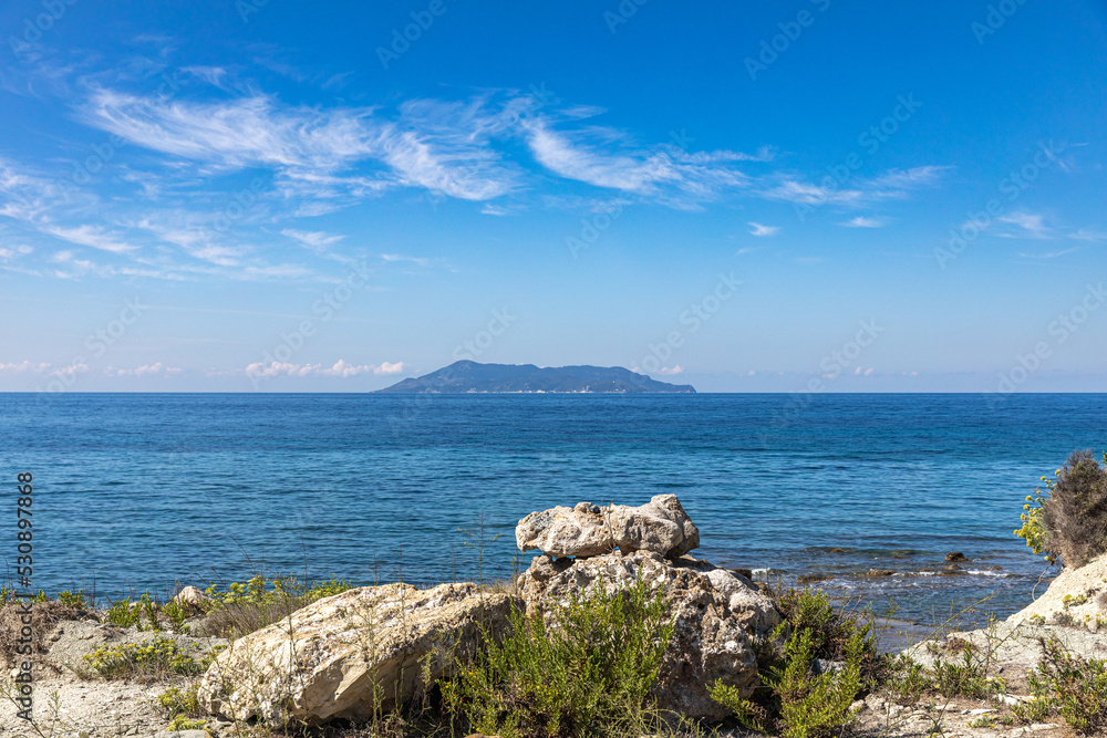 The small quiet island of Erikousa near Corfu island