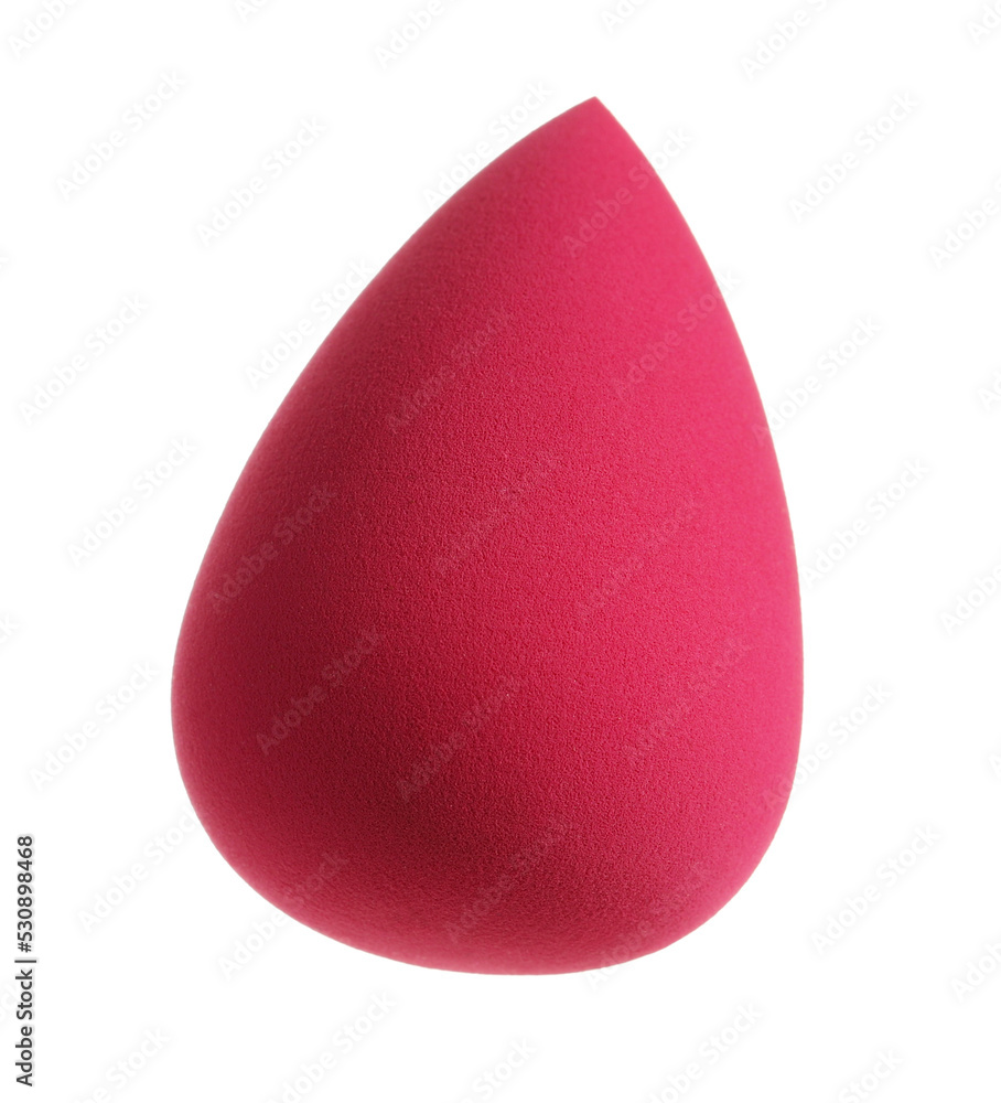 Fototapeta premium Beauty red blender, powder puff, cosmetic makeup applicator sponge tools isolated on white 