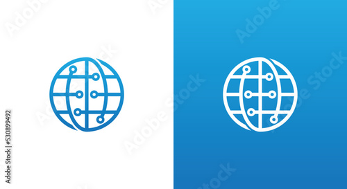 Global Tech Logo Concept sign icon symbol Element Design. Technology Logotype. Vector illustration template