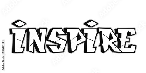 Inspire word graffiti style letters.Vector hand drawn doodle cartoon logo illustration. Funny cool ghetto letters, fashion, graffiti style print for t-shirt, poster concept