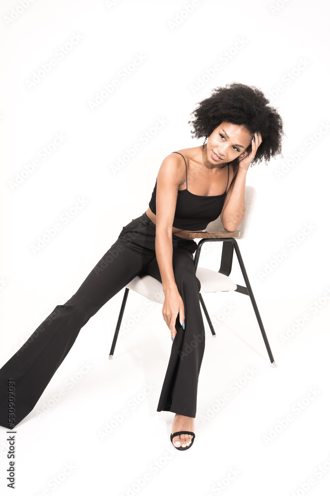 Fototapeta premium Woman smiling portrait of clean skin in studio on white background