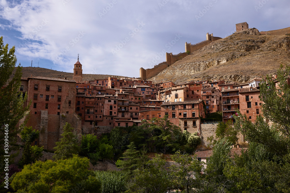 Albarracín (Spain), September 9, 2022. This city belongs to the province of Teruel (Aragón), it has been a national monument since 1961. Its castle has its origins in an Arab citadel.