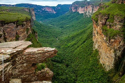 Landscapes of Cachoeirão Waterfall,  Chapada Diamantina, Vale do Pati Trekking, Brazil