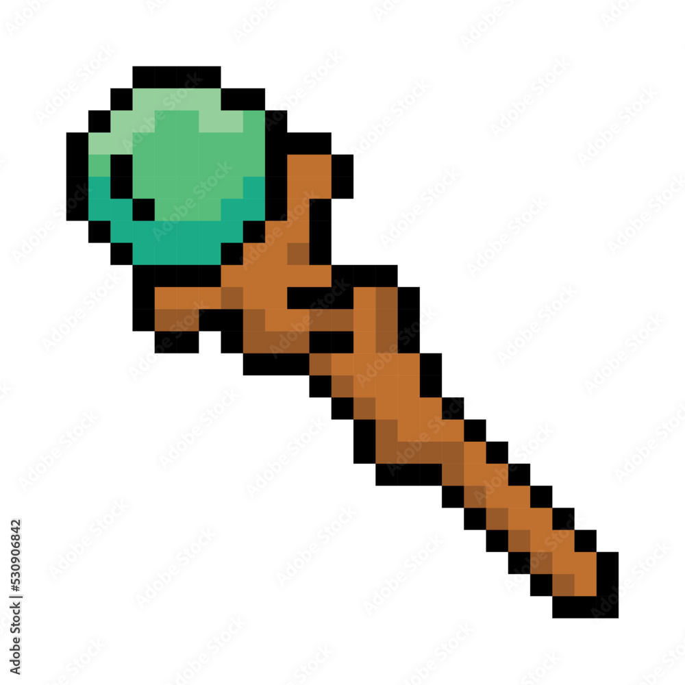 Isolated colored wizard staff videogame icon Pixelated style Vector Isolated colored wizard staff videogame icon Pixelated style Vector