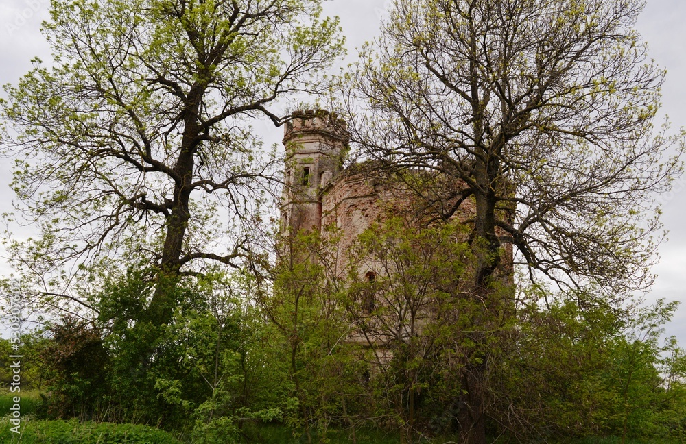 old abandoned stone water tower