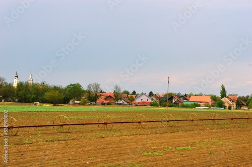 a landscape of cultivated fields photo