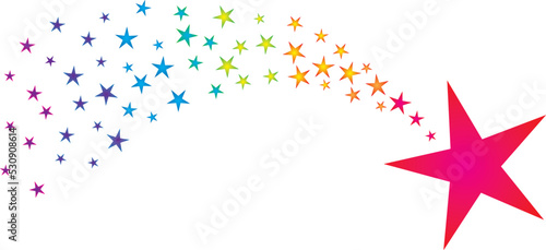 Rainbow shooting star with star trails