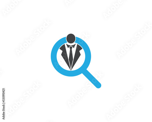 Job Search Business Logo Concept sign icon symbol Element Design. People Hiring, Employee, Recruitment agency, Job Finder Logotype. Vector illustration Logo template