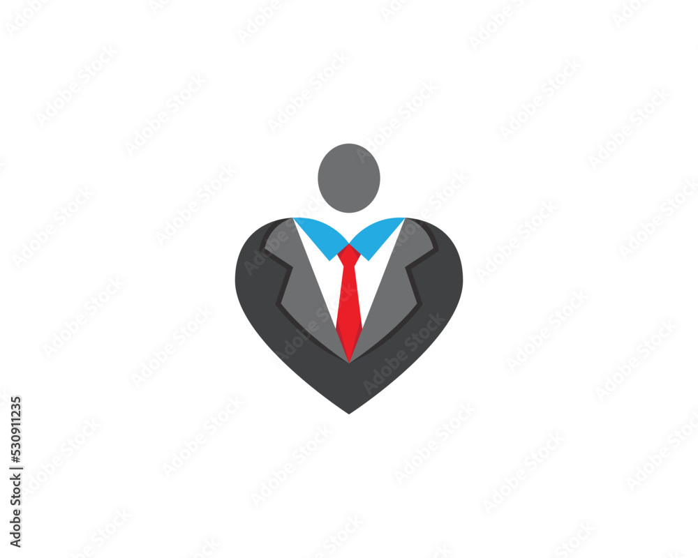 Heart Suit Businessman Logo Concept icon sign symbol Element Design. Boss, Leader, Marketing, Business, Financial, Love Logotype. Vector illustration Logo template Heart Suit Businessman Logo Concept icon sign symbol Element Design. Boss, Leader, Marketing, Business, Financial, Love Logotype. Vector illustration Logo template