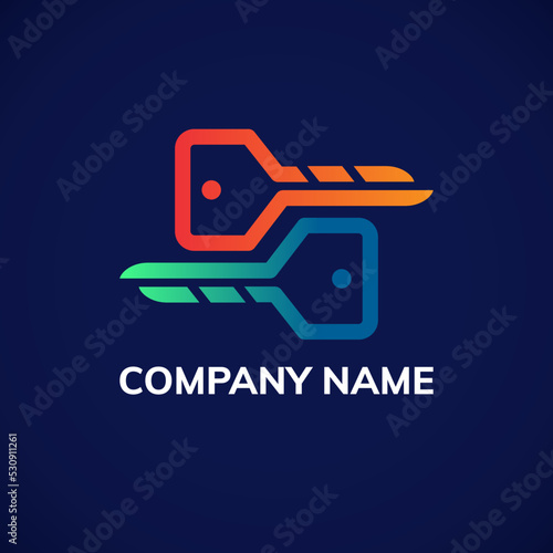 Real estate logo design. Logo with keys. Vector illustration