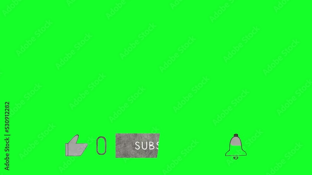 Subscribe, like, press the bell. Pencil-drawn elements on a green background Subscribe, like, press the bell. Pencil-drawn elements on a green background