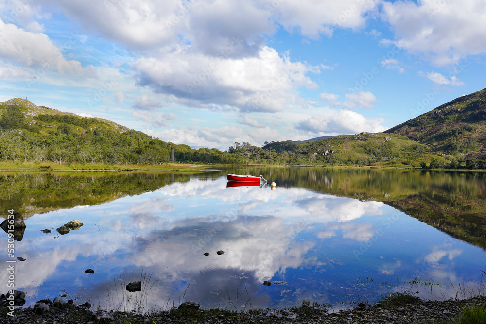 A small boat on Loch Shiel in the Scottish highlands
