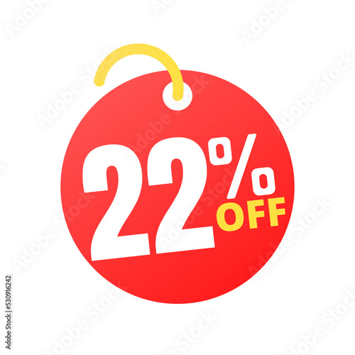 22%off percent off, with online sale red label design, Twenty two