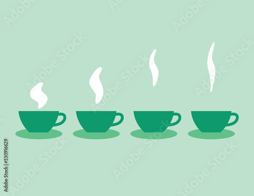 Steaming hot cup of coffee or tea. Animated sequence. Steam series. Tea cup. Morning brew. Icon series. Flat vector EPS
