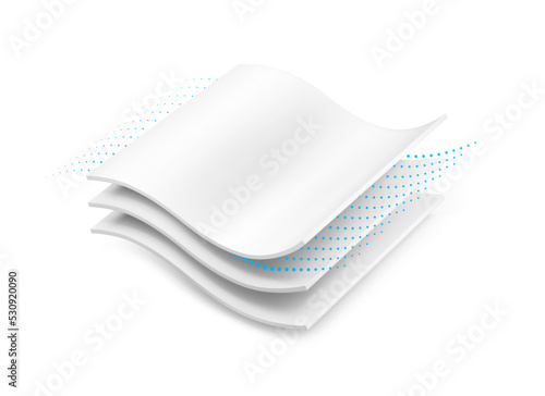 Three wavy layers with realistic shadows. Vector illustration isolated on white background. Template for your product. EPS10.	