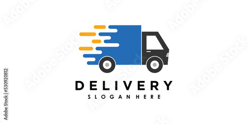 delivery logo design with icon creative concept premium vector