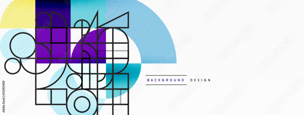Obraz premium Beautiful abstract background. Circles, triangle shapes, and squares. Minimal geometric template for wallpaper, banner, background or landing