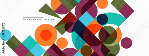 Beautiful abstract background. Circles, triangle shapes, and squares. Minimal geometric template for wallpaper, banner, background or landing