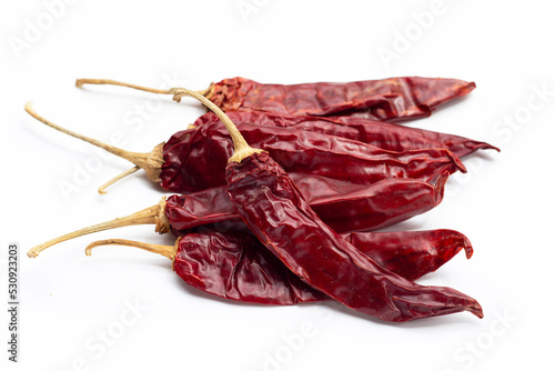 Hot red dried chili peppers