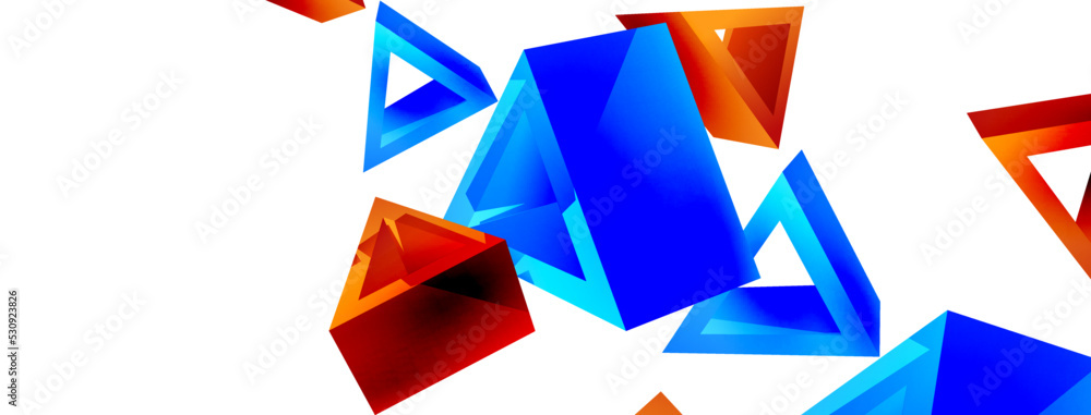 Triangle abstract background. 3d vector basic shape technology or business concept composition. Trendy techno business template for wallpaper, banner, background or landing Triangle abstract background. 3d vector basic shape technology or business concept composition. Trendy techno business template for wallpaper, banner, background or landing