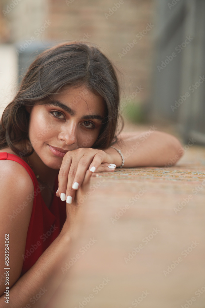 Pretty young model poses in the streets of Toledo, Spain Pretty young model poses in the streets of Toledo, Spain