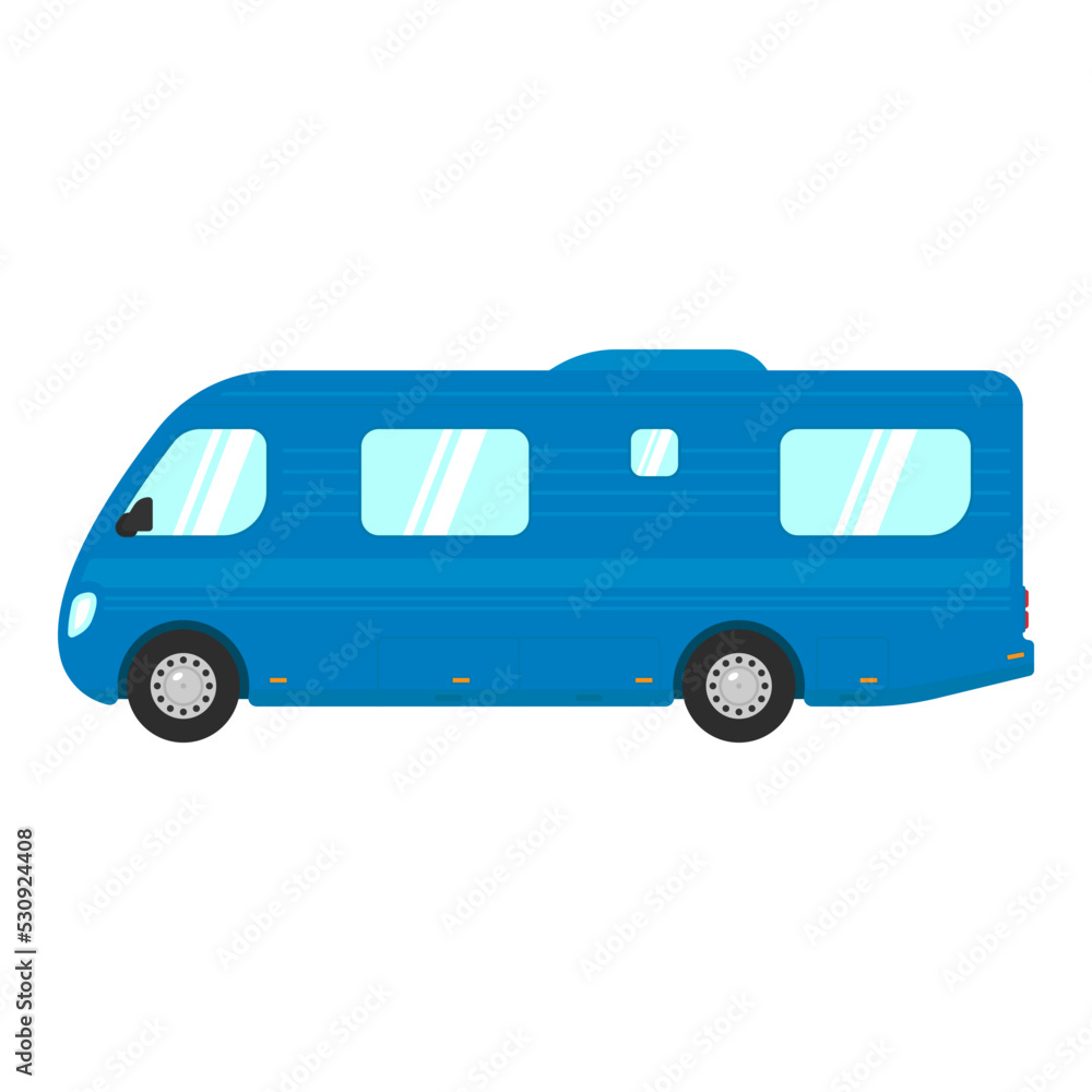 Motorhome icon. Camper, caravan. Family minibus for travel. Color silhouette. Side view. Vector simple flat graphic illustration. Isolated object on a white background. Isolate.