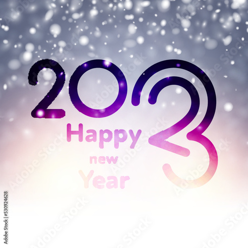 Banner with 2023 happy new year sign on sweaty grass.