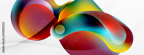 Fluid abstract background. Liquid color gradients composition. Round shapes and circle flowing design for wallpaper, banner, background or landing