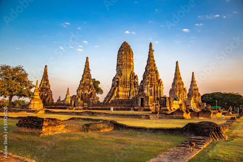 Wat Chaiwatthanaram ruin temple in Ayutthaya, Thailand photo