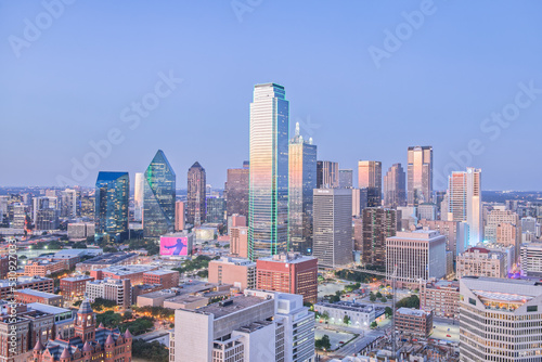 Fototapeta Dallas Skyline at Twilight from Observation Deck