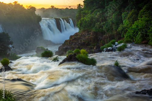 Iguazu Falls dramatic landscape  view from Argentina side  South America