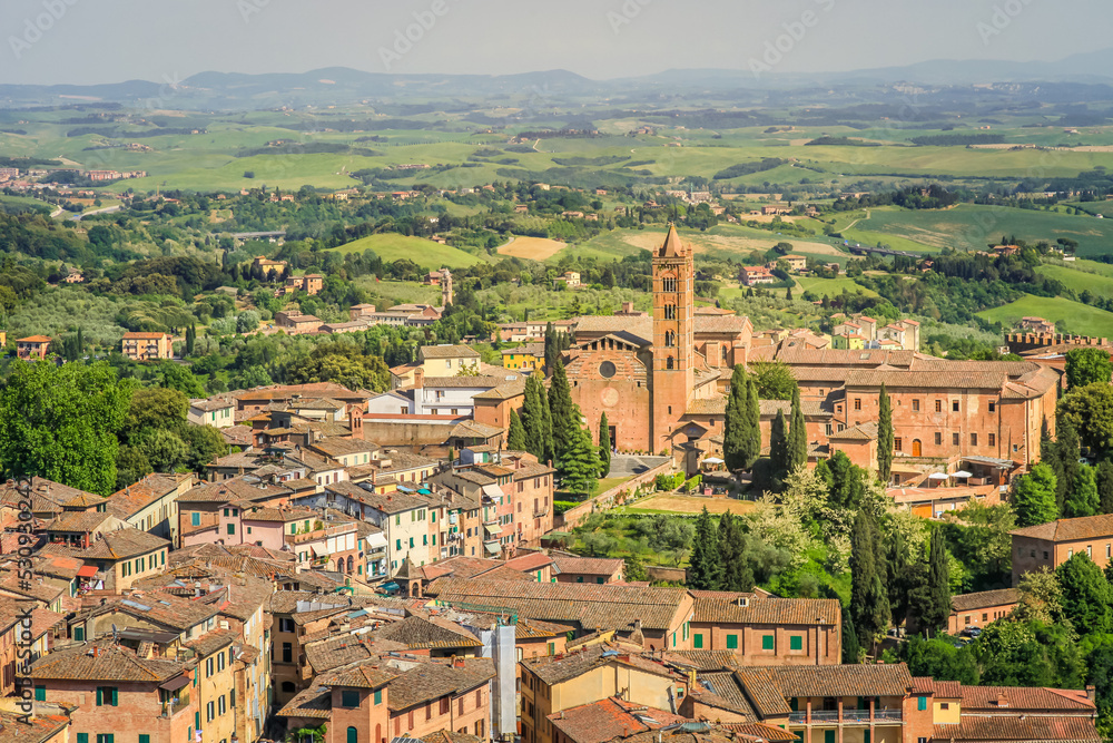 Siena medieval ols town cityscape from above, Tuscany, Italy