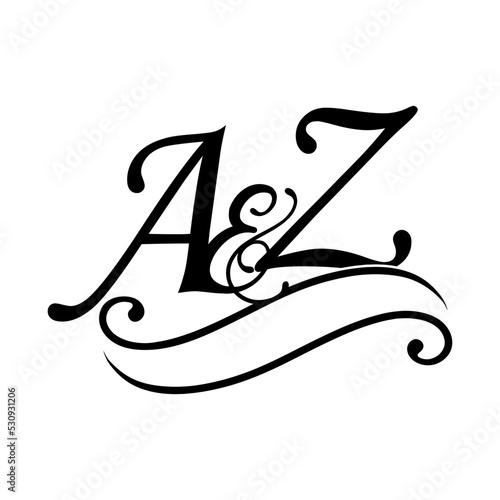 za, az, Calligraphic signature icon. Wedding Logo Monogram. modern symbol. Couples logo for wedding photo