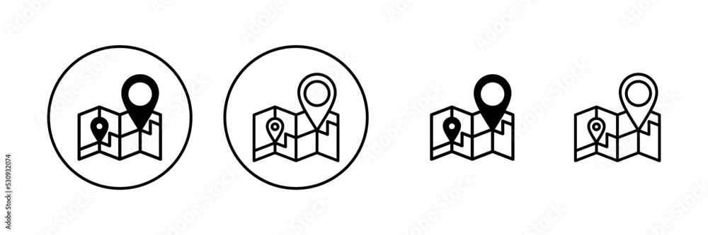 Maps and pin icon vector. location sign and symbol. geo locate, pointer icon.