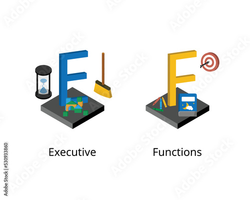 executive function or EF from good parents raising kids with activities and discipline vector