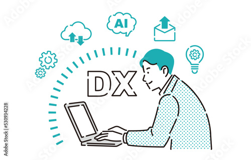 DX化で快適に仕事をするビジネスパーソン男性