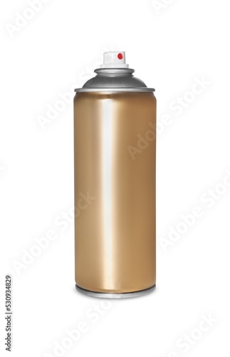 Golden can of spray paint isolated on white
