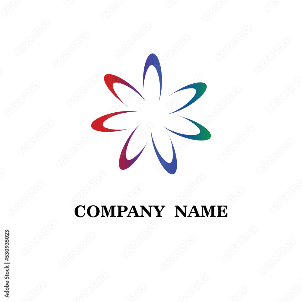 seven-sided flower logo with modern color name can match