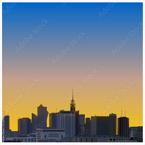 Color vector image of sunset in the city of Kyiv