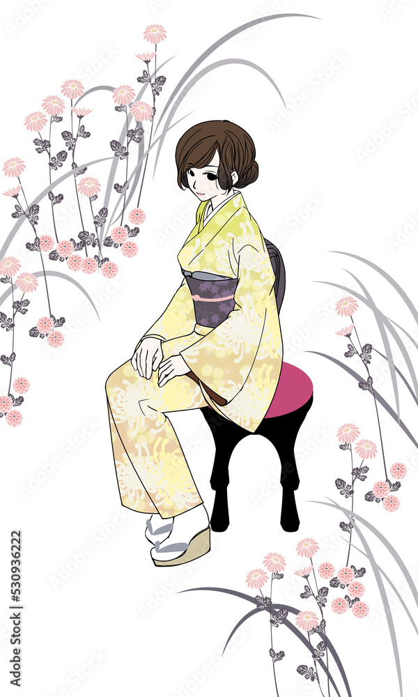 Fototapeta premium Illustration of a woman in kimono