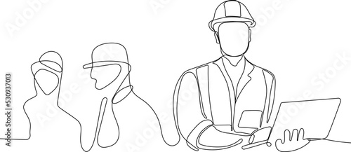 construction manager and engineer working on building site. Vector illustration
