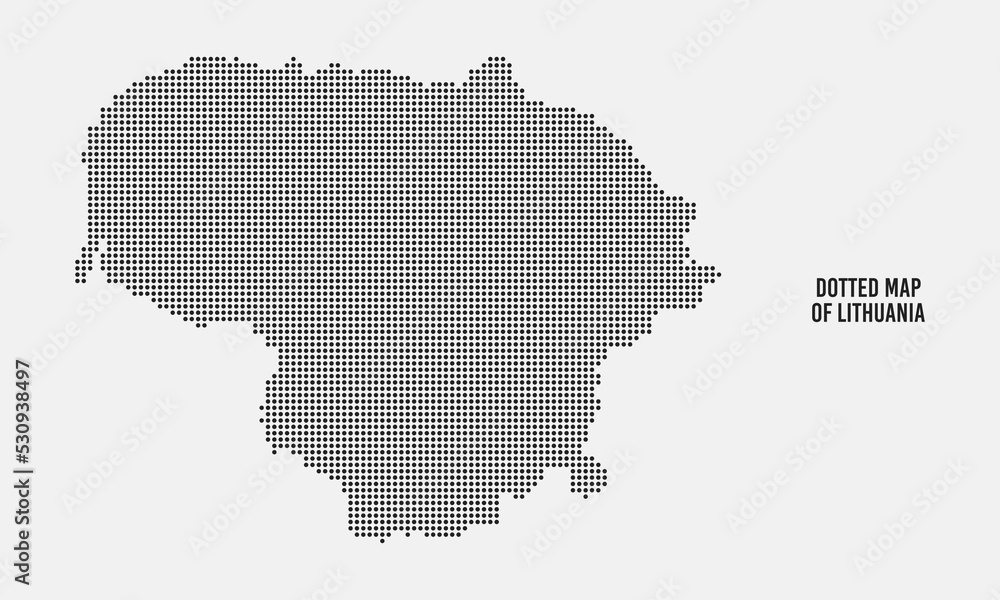 Lithuania Map Silhouette with Simple Black Dotted Style