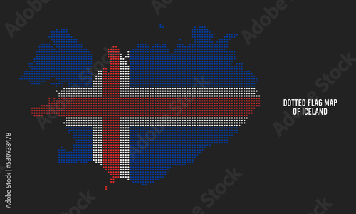 Halftone Dotted Style Flag Map of Iceland